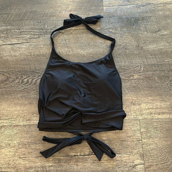 Coral Reef Medium Racha Black Halter Tie Bikini Top NWOT - Picture 3 of 9